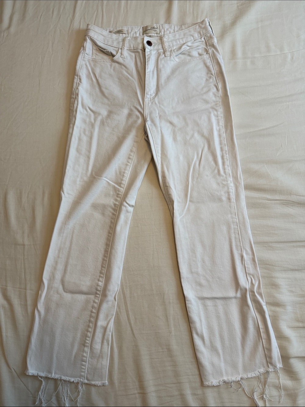 Universal Thread White Flare Jeans with Raw Hem